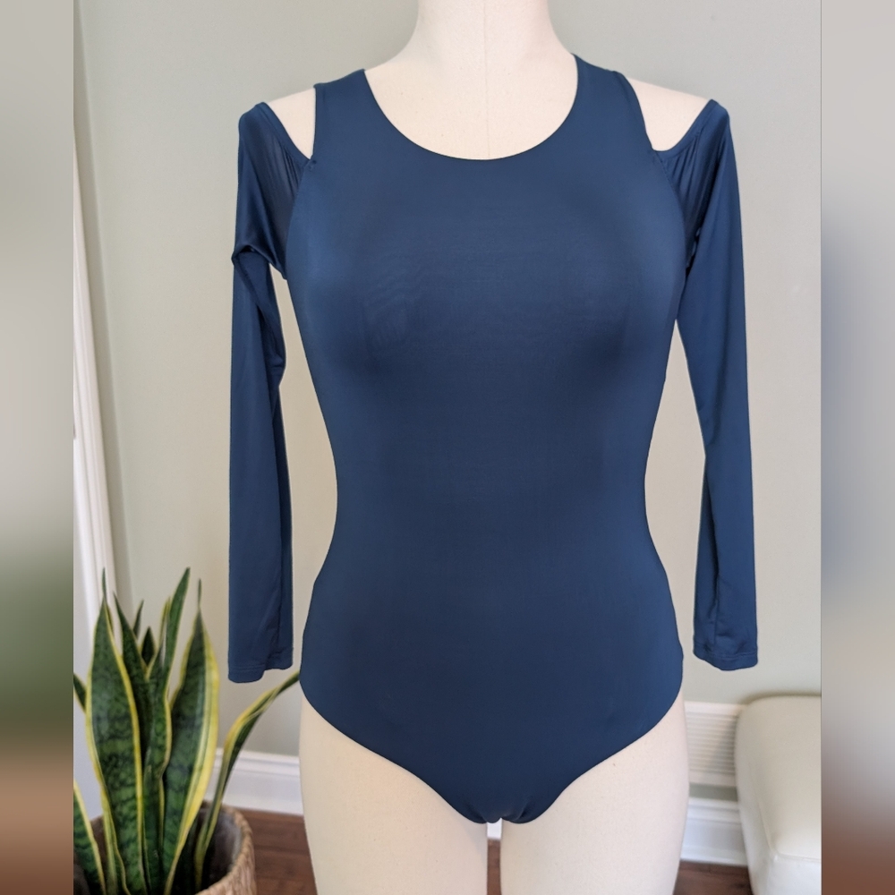 Revamped Women's Dark Blue Bodysuit Modern Minimalist Chic Trendy Size Small